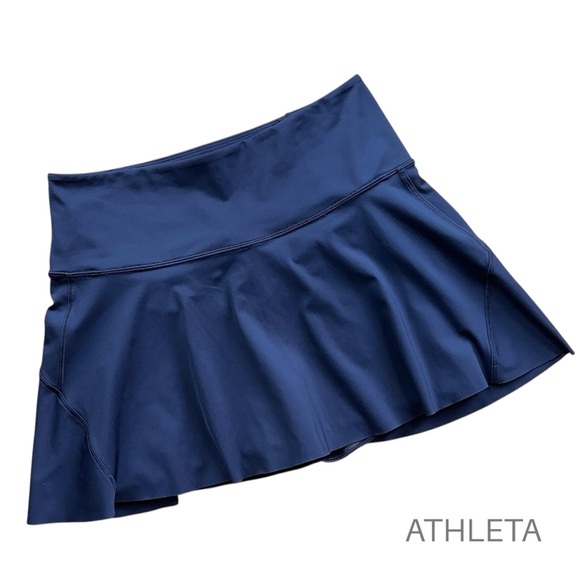 ATHLETA | NWOT ACE TENNIS SKORT 13.5” NAVY BLUE BACK ZIPPER POCKET | SMALL - Picture 1 of 10